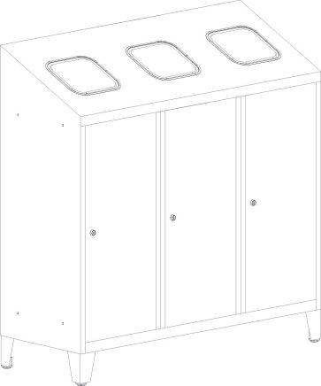 Triple waste bin for sorted waste MPO 03k - 3