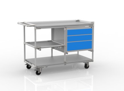 Tailor-made tubular system workshop trolley with container 22082105