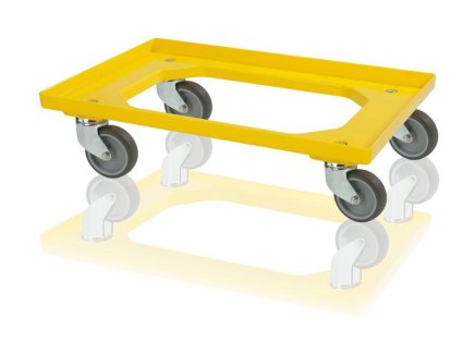 Chassis for crates - 2 swivel wheels, color yellow