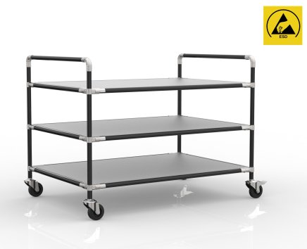 Antistatic shelf trolley with three shelves, 24040236