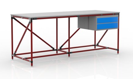 Workshop table with container with two drawers width 2000 mm, 240405314