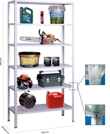 Kovona Screw shelf rack 250 kg (12 models)