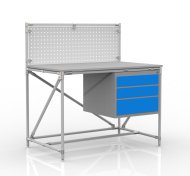 Workshop table from pipe system with perforated panel 240408315 (3 models)