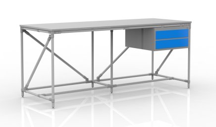 Workshop table with container with two drawers width 2000 mm, 240405314 - 1