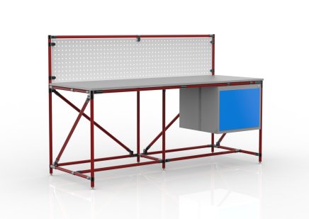 Workshop table with perforated panel width 2000 mm, 240408311 - 2