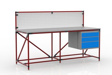 Workshop table with perforated panel width 2000 mm, 24040839 - 2