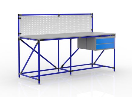 Workshop table with perforated panel width 2000 mm, 24040838 - 3