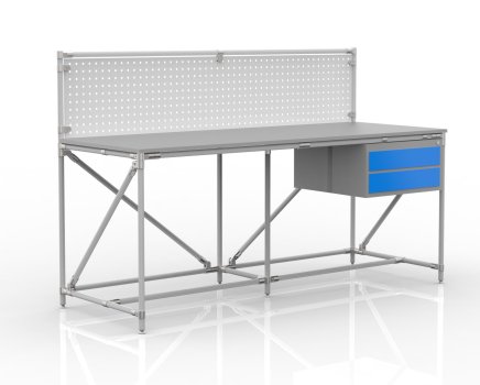 Workshop table with perforated panel width 2000 mm, 24040838