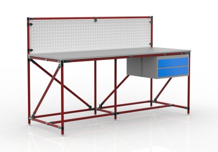 Workshop table with perforated panel width 2000 mm, 24040838 - 2