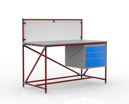 Workshop table with perforated panel width 1500 mm, 24040833 - 2