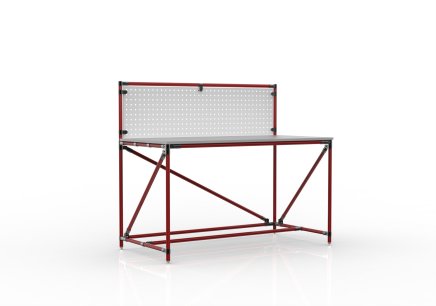 Workshop table with perforated panel width 1500 mm, 24040830 - 2