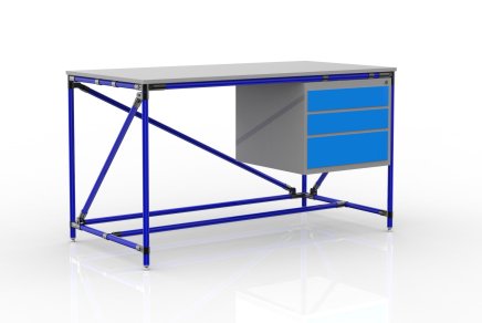 Workshop table with container with three drawers width 1500 mm, 24040539 - 3