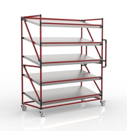 Shelving trolley for crates with inclined shelves 1500 mm wide, SP15060