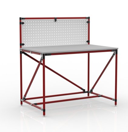 Workshop table from pipe system with perforated panel 240408312 (3 models)