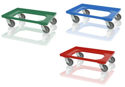 Undercarriage for crates - 2 swivel wheels, color green - 1