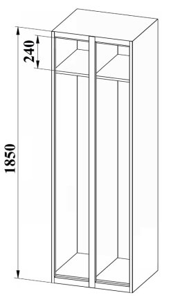 Metal wardrobe with two doors XS82-18 RAL 7035/5012 - 3