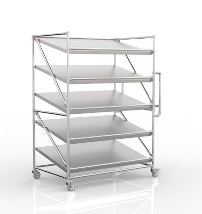 Shelving trolley for crates with slanted shelves 1300 mm wide, SP13080