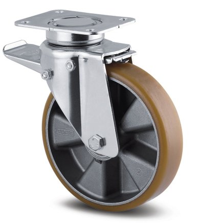 Brown instrument wheel with ø 160 mm with total brake and mounting plate