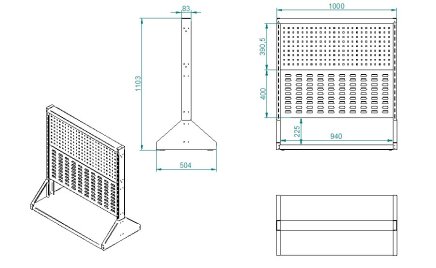 Perforated stand PSZ 21 A S1 double-sided for 4 panels - 4