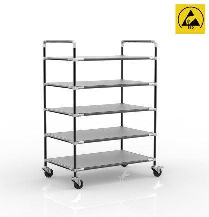 Antistatic shelf trolley with five shelves, 24040237 (4 models)