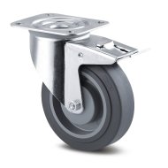 Gray supratech instrument wheel, ø 125 mm, with total brake and mounting plate, rotatable