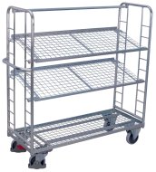 Storied trolley with inclined shelves, galvanized version sw-640.226