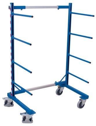 One-sided rack trolley with supporting arms