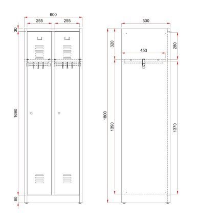 Metal wardrobe WRC/E-700-01.G width 600 mm - 2