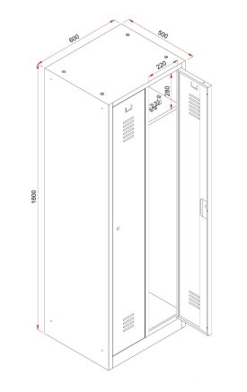 Metal wardrobe WRC/E-700-01.G/L width 600 mm - 2