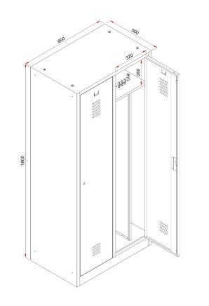 Metal wardrobe WRD/E-700-02.G/L width 800 mm - 2