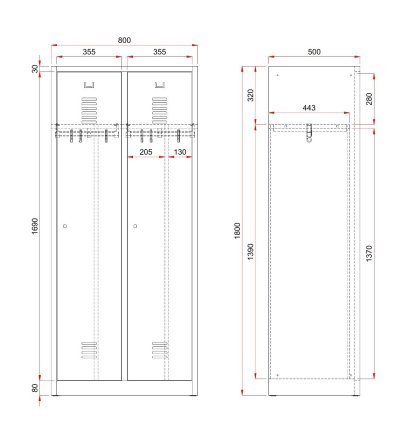 Metal wardrobe WRD/E-700-02.G/L width 800 mm - 3