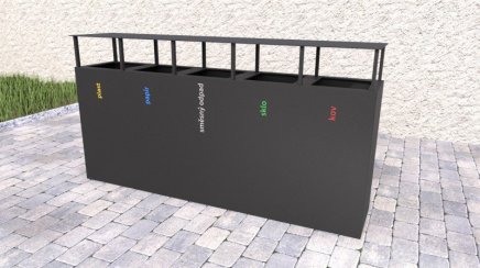 Outdoor bin with roof for sorted waste Steel VI - 2