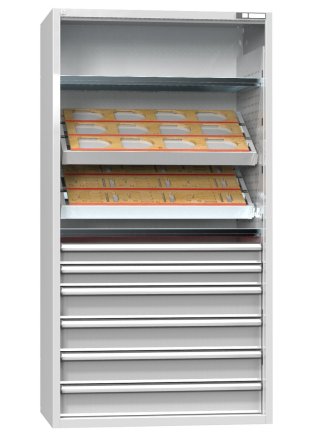 Roller cabinet for NC tools with equipment