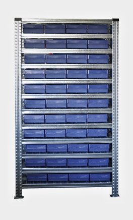 Rack with crates 100 x 230 x 600 mm - 44 pcs