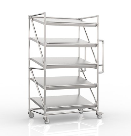 Shelving trolley for crates with inclined shelves 1000 x 600 mm, SP10060