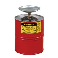 Safety container with a plunger piston for liquid dispensing, moistening and cleaning with a volume of 4 l