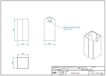 Insert for waste bin KOS 1301, 1295, 1298 - 2