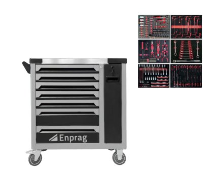 Workshop trolley for tools XT-007 + Tool set in foam insert