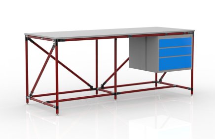 Workshop table with container with three drawers width 2000 mm, 240405315