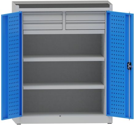 Workshop cabinet with divided drawers