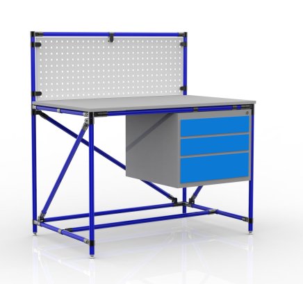 Workshop table from pipe system with perforated panel 240408315 (3 models)