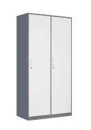 Metal wardrobe with two compartments and cylinder lock