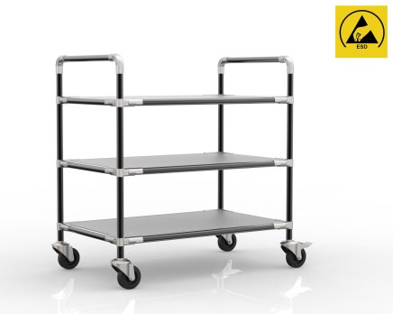 Antistatic shelf trolley with three shelves, 24040233 (4 models)