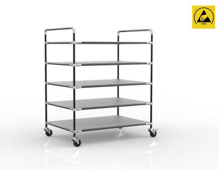 Antistatic shelf trolley with five shelves, 24040240