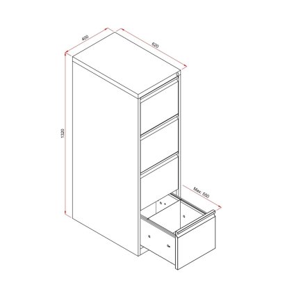 A4 filing cabinet - four-drawer metal filing cabinet FGC.4.(40) - 3