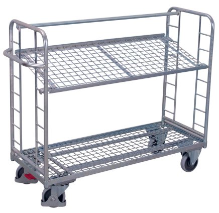 Storied trolley with galvanized inclined shelves (6 models)