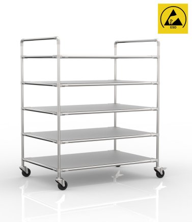 Antistatic shelf trolley with five shelves, 24040240 - 1