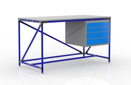 Workshop table with container with four drawers width 1500 mm, 240405310