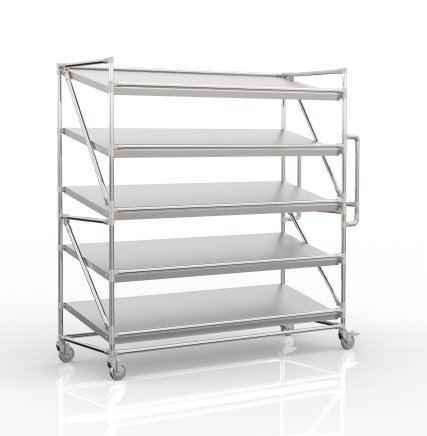 Shelving trolley for crates with inclined shelves 1700 mm wide, SP17060