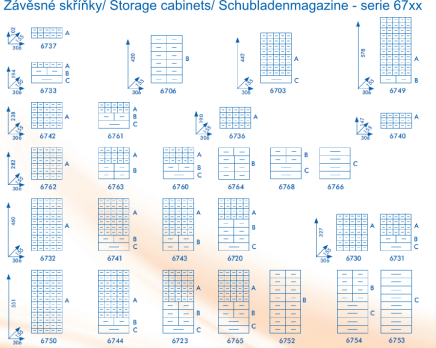 Hanging storage cabinet with drawers 6752 - 4